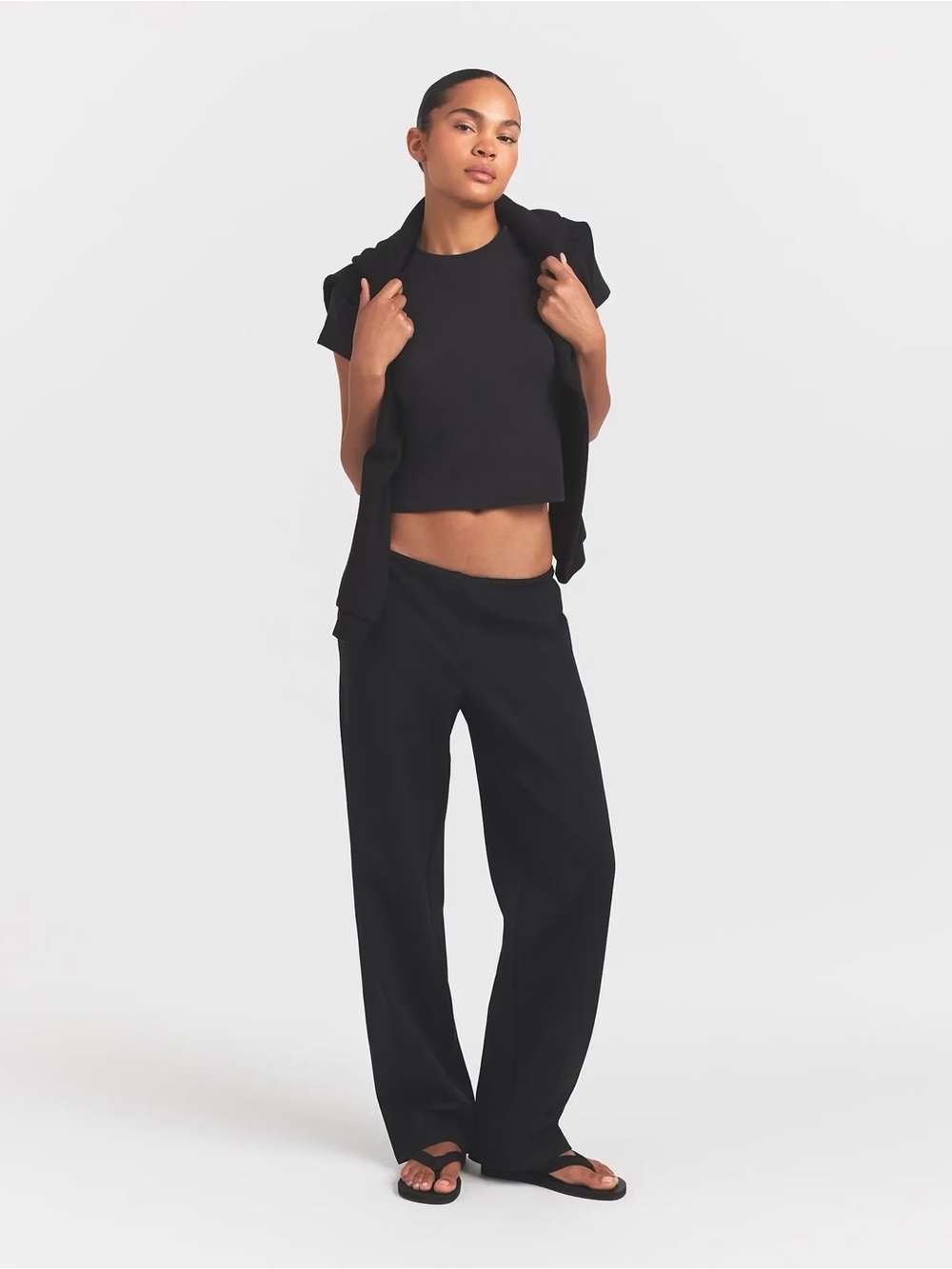 SKIMS HEAVYWEIGHT CREPE STRAIGHT LEG PANT | OBSIDIAN